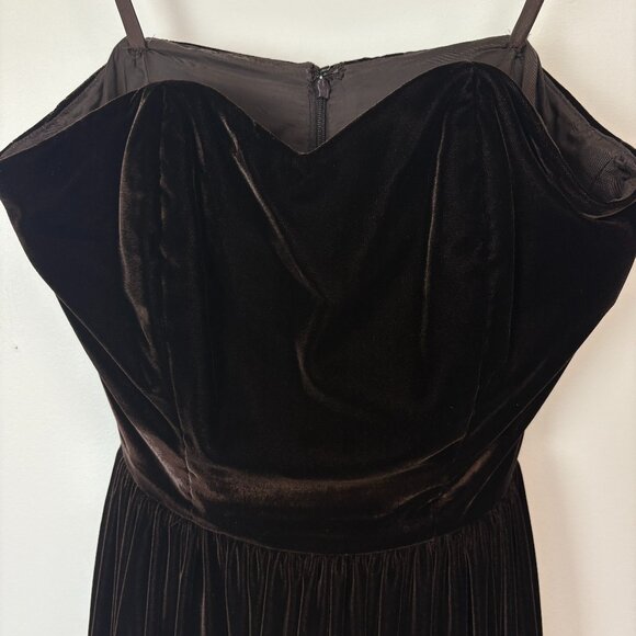 Women’s Chocolate Brown Strapless Pleated Cocktail Dress W/Matching Petticoat - Picture 3 of 12